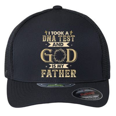 I Took A DNA Test And God Is My Father Christian Religious Flexfit Unipanel Trucker Cap