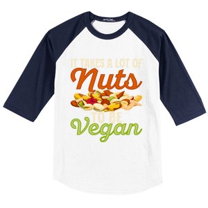 It Takes A Lot Of Nuts To Be Vegan Veggie Funny Veganism Cute Gift Baseball Sleeve Shirt