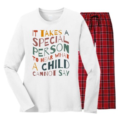 It Takes A Special Person To Hear What A Child Cannot Say Women's Long Sleeve Flannel Pajama Set 