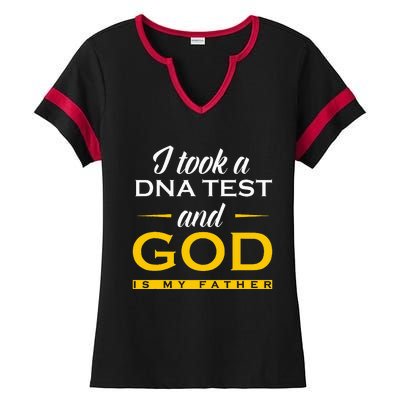 I Took A Dna Test God Is My Father Jesus Christian Ladies Halftime Notch Neck Tee