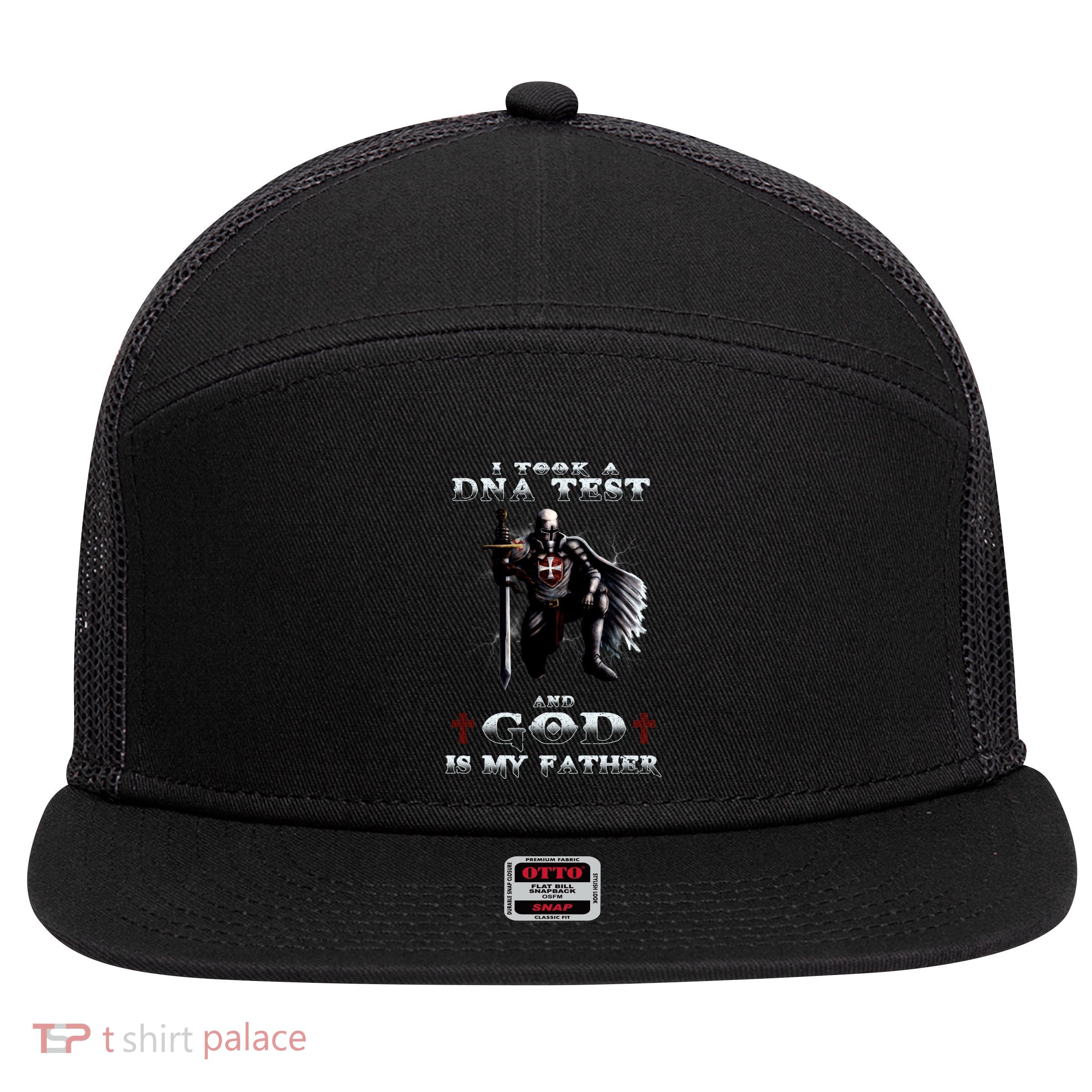 I Took A Dna Test And God Is My Father Knight Templar 7 Panel Mesh Trucker Snapback Hat