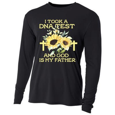 I Took A Dna Test And God Is My Father Funny Quote Sunflower Cooling Performance Long Sleeve Crew