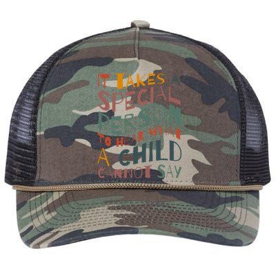 It Takes A Special Person To Hear What A Child Cannot Say Retro Rope Trucker Hat Cap