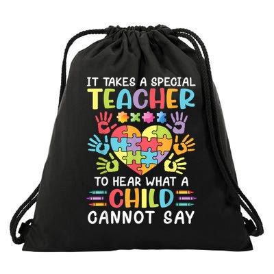 It Takes A Special Teacher To Hear What A Child Cannot Say Drawstring Bag