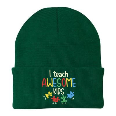 I Teach Awesome Autism Special Education Teacher Knit Cap Winter Beanie