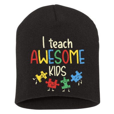 I Teach Awesome Autism Special Education Teacher Short Acrylic Beanie