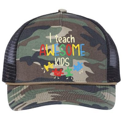 I Teach Awesome Autism Special Education Teacher Retro Rope Trucker Hat Cap