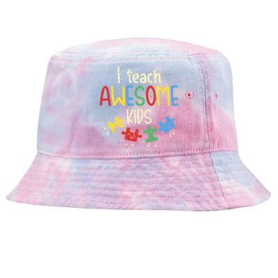 I Teach Awesome Autism Special Education Teacher Tie-Dyed Bucket Hat