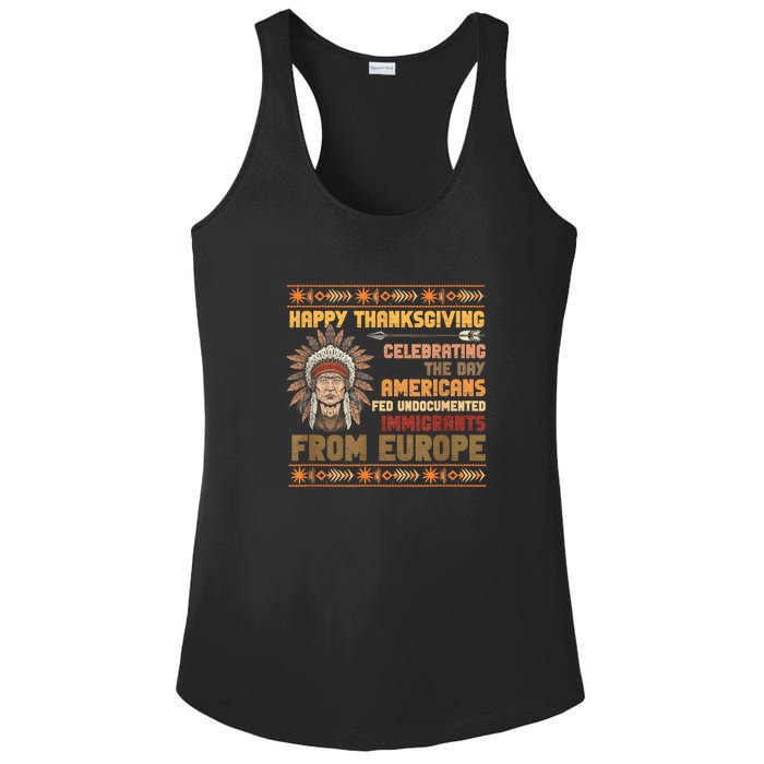 Indigenous Thanksgiving American Fed Undocumented Immigrants Ladies PosiCharge Competitor Racerback Tank