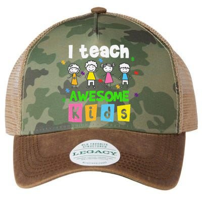 I Teach Awesome Special Needs Autism Awareness Legacy Tie Dye Trucker Hat