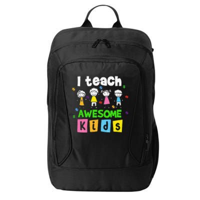 I Teach Awesome Special Needs Autism Awareness City Backpack