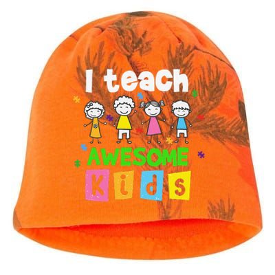 I Teach Awesome Special Needs Autism Awareness Kati - Camo Knit Beanie