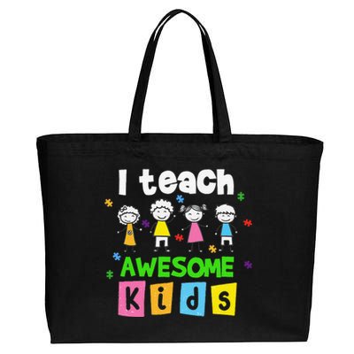 I Teach Awesome Special Needs Autism Awareness Cotton Canvas Jumbo Tote