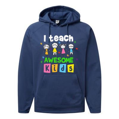 I Teach Awesome Special Needs Autism Awareness Performance Fleece Hoodie