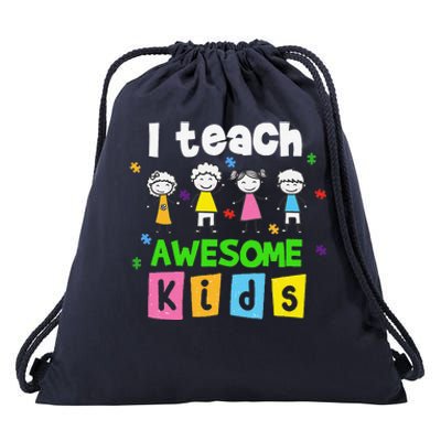 I Teach Awesome Special Needs Autism Awareness Drawstring Bag