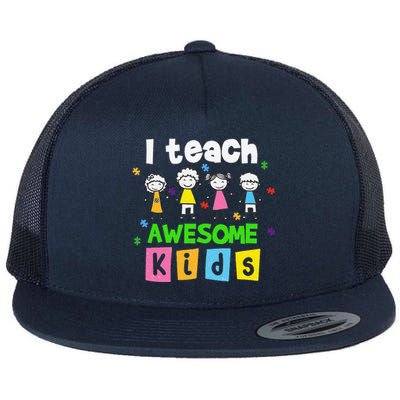 I Teach Awesome Special Needs Autism Awareness Flat Bill Trucker Hat