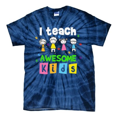 I Teach Awesome Special Needs Autism Awareness Tie-Dye T-Shirt