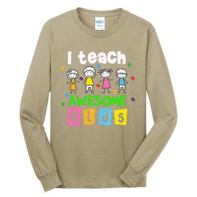 I Teach Awesome Special Needs Autism Awareness Tall Long Sleeve T-Shirt