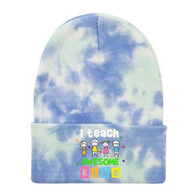 I Teach Awesome Special Needs Autism Awareness Tie Dye 12in Knit Beanie