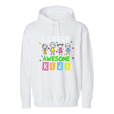 I Teach Awesome Special Needs Autism Awareness Garment-Dyed Fleece Hoodie