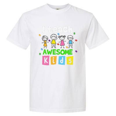 I Teach Awesome Special Needs Autism Awareness Garment-Dyed Heavyweight T-Shirt