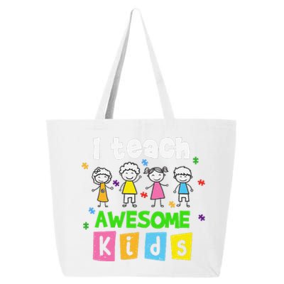 I Teach Awesome Special Needs Autism Awareness 25L Jumbo Tote