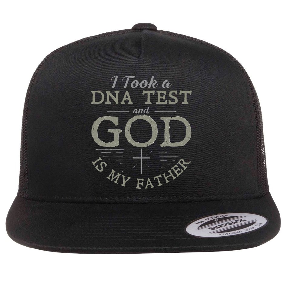I Took A DNA Test And God Is My Father Funny Christian Flat Bill Trucker Hat