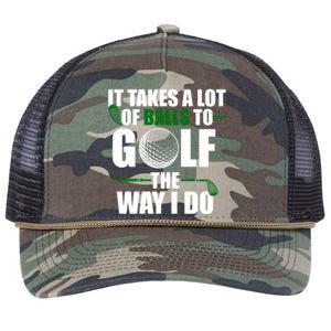 It Takes A Lot Of Balls To Golf The Way I Do Funny Golfer Retro Rope Trucker Hat Cap