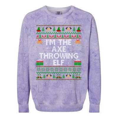 I'm The Axe Throwing Elf Ugly Axe Thrower Christmas Cool Gift Colorblast Crewneck Sweatshirt