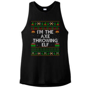 I'm The Axe Throwing Elf Ugly Axe Thrower Christmas Cool Gift Ladies PosiCharge Tri-Blend Wicking Tank