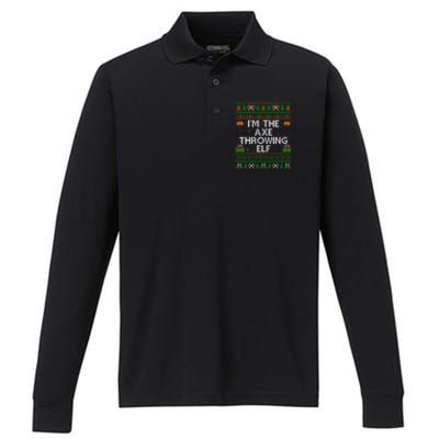 I'm The Axe Throwing Elf Ugly Axe Thrower Christmas Cool Gift Performance Long Sleeve Polo