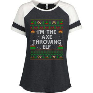 I'm The Axe Throwing Elf Ugly Axe Thrower Christmas Cool Gift Enza Ladies Jersey Colorblock Tee