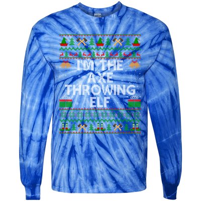 I'm The Axe Throwing Elf Ugly Axe Thrower Christmas Cool Gift Tie-Dye Long Sleeve Shirt