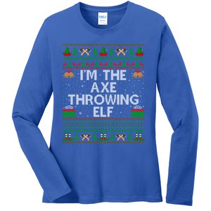 I'm The Axe Throwing Elf Ugly Axe Thrower Christmas Cool Gift Ladies Long Sleeve Shirt