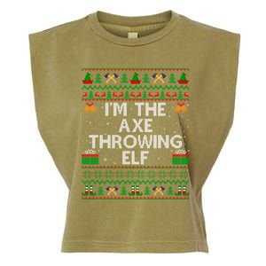 I'm The Axe Throwing Elf Ugly Axe Thrower Christmas Cool Gift Garment-Dyed Women's Muscle Tee