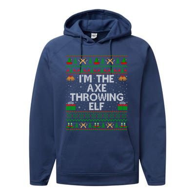 I'm The Axe Throwing Elf Ugly Axe Thrower Christmas Cool Gift Performance Fleece Hoodie