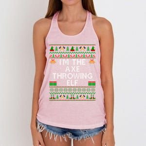 I'm The Axe Throwing Elf Ugly Axe Thrower Christmas Cool Gift Women's Knotted Racerback Tank