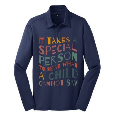 It Takes A Special Person To Hear What A Child Cannot Say Silk Touch Performance Long Sleeve Polo