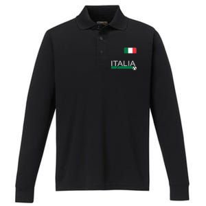 Italia Azzurri Supporter Italian Soccer Team Performance Long Sleeve Polo