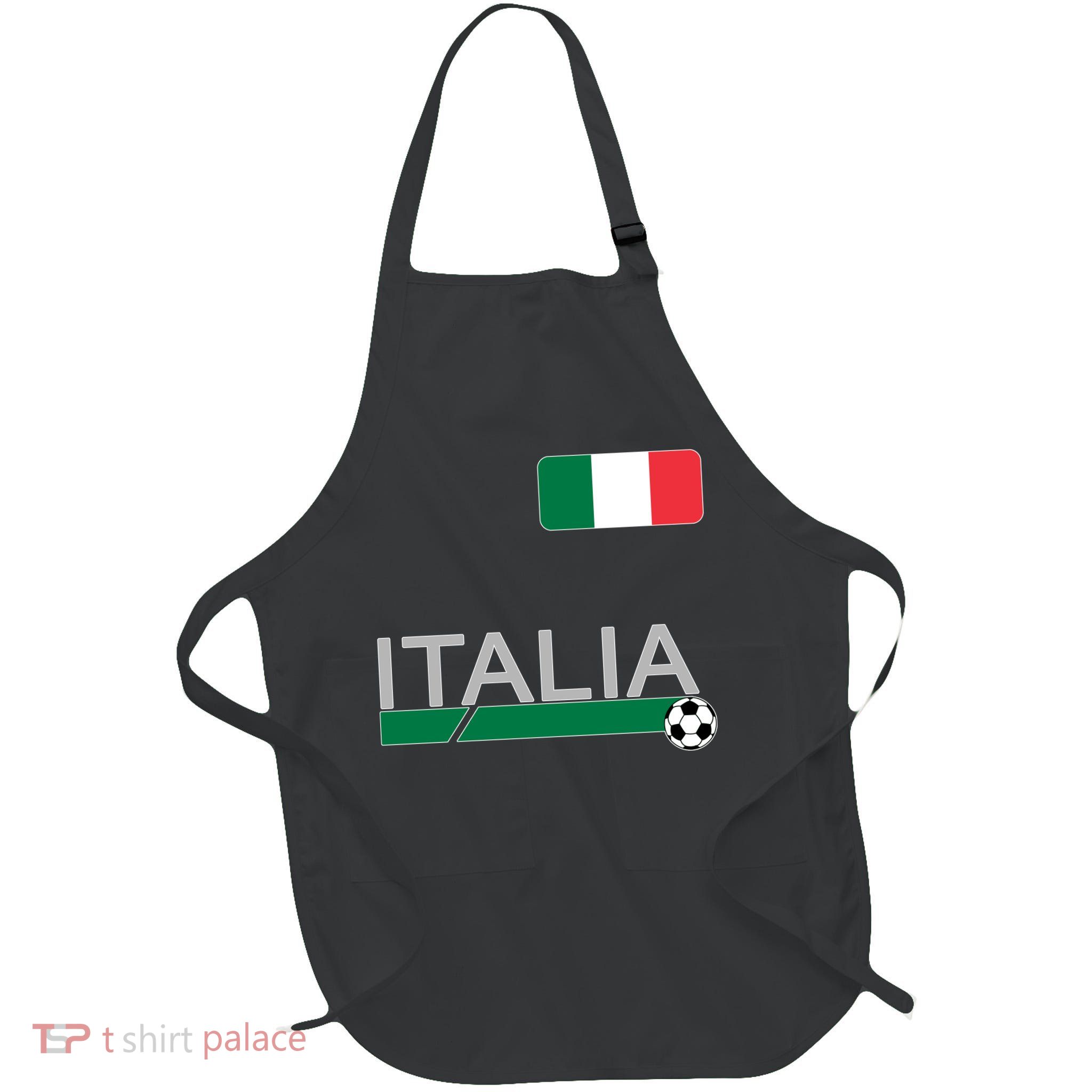 Italia Azzurri Supporter Italian Soccer Team Full-Length Apron With Pockets