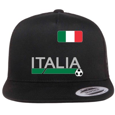 Italia Azzurri Supporter Italian Soccer Team Flat Bill Trucker Hat