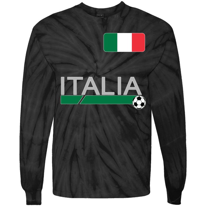 Italia Azzurri Supporter Italian Soccer Team Tie-Dye Long Sleeve Shirt