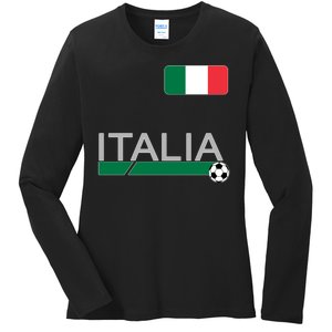 Italia Azzurri Supporter Italian Soccer Team Ladies Long Sleeve Shirt