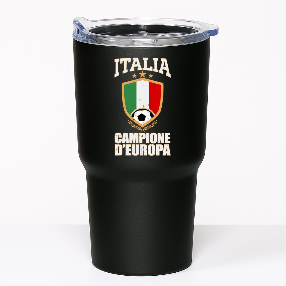 Italia Campione D'Europa Soccer Flag Shield Logo Tumbler