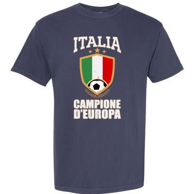 Italia Campione D'Europa Soccer Flag Shield Logo Garment-Dyed Heavyweight T-Shirt