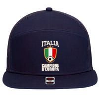 Italia Campione D'Europa Soccer Flag Shield Logo 7 Panel Mesh Trucker Snapback Hat