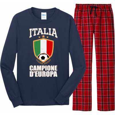 Italia Campione D'Europa Soccer Flag Shield Logo Long Sleeve Pajama Set