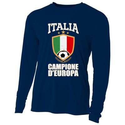Italia Campione D'Europa Soccer Flag Shield Logo Cooling Performance Long Sleeve Crew