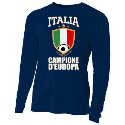 Italia Campione D'Europa Soccer Flag Shield Logo Cooling Performance Long Sleeve Crew