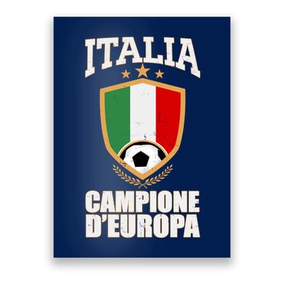 Italia Campione D'Europa Soccer Flag Shield Logo Poster